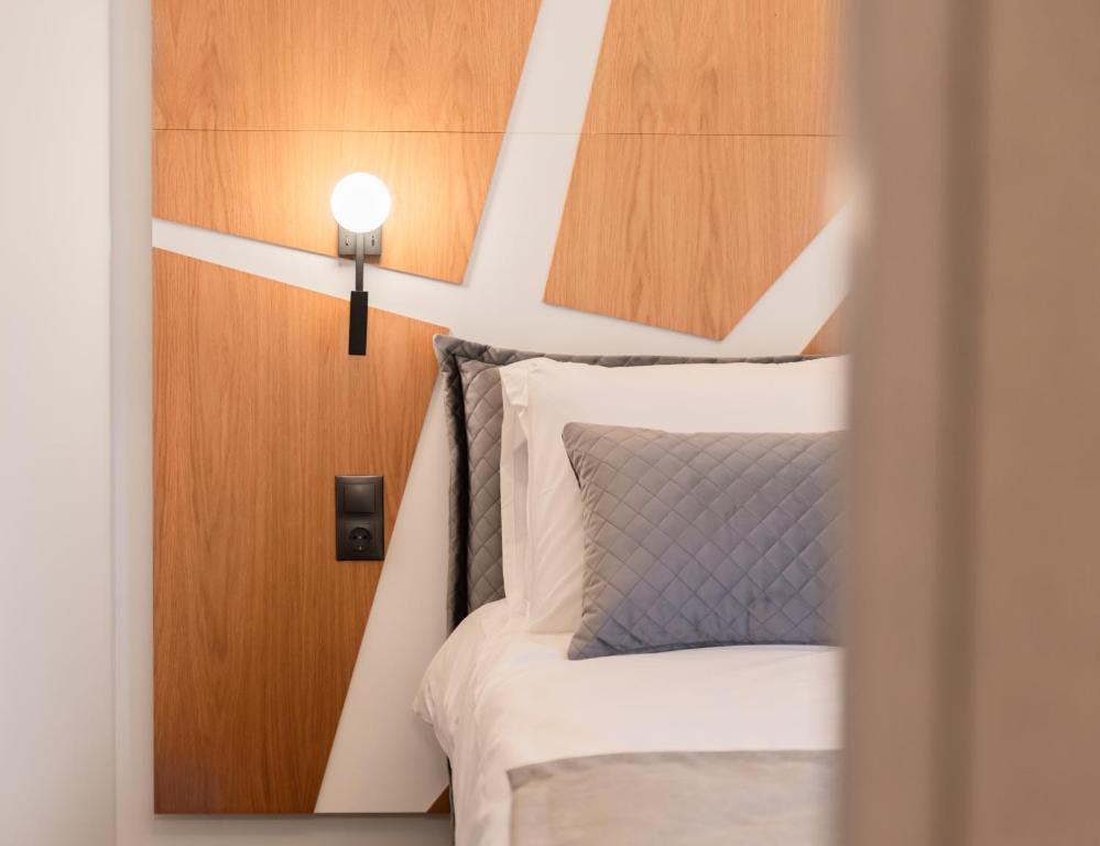 Geometric headboard detail